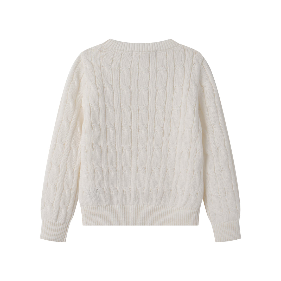 CABLE STITCH SWEATER-WHITE