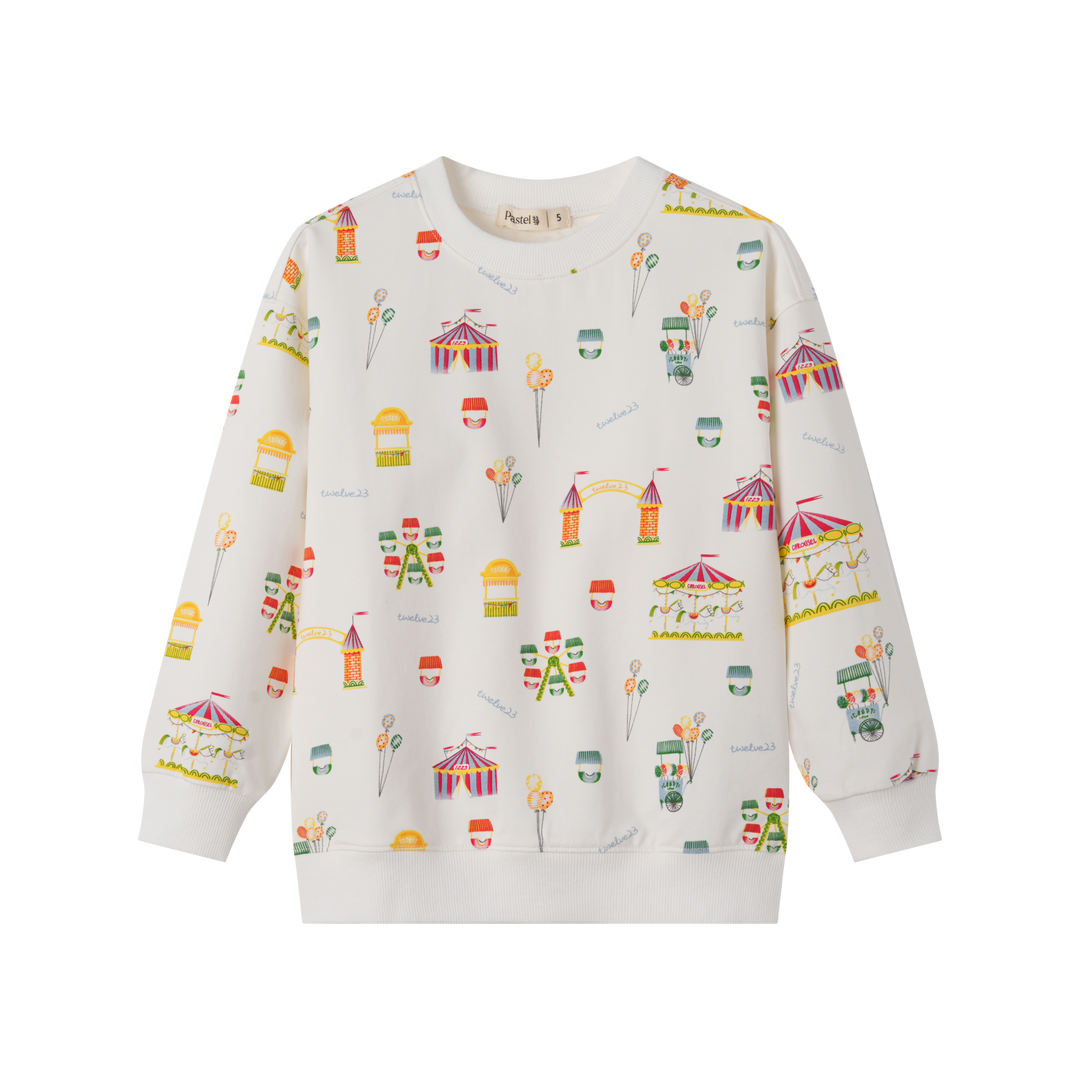 CARNIVAL PRINT SWEATSHIRT-WHITE MULTI