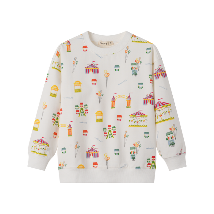 CARNIVAL PRINT SWEATSHIRT-WHITE MULTI