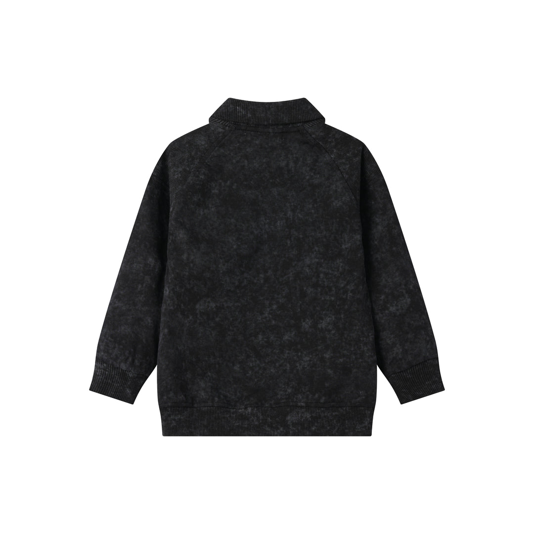 DROPSHOULDER SWEAT WITH COLLAR-BLACK