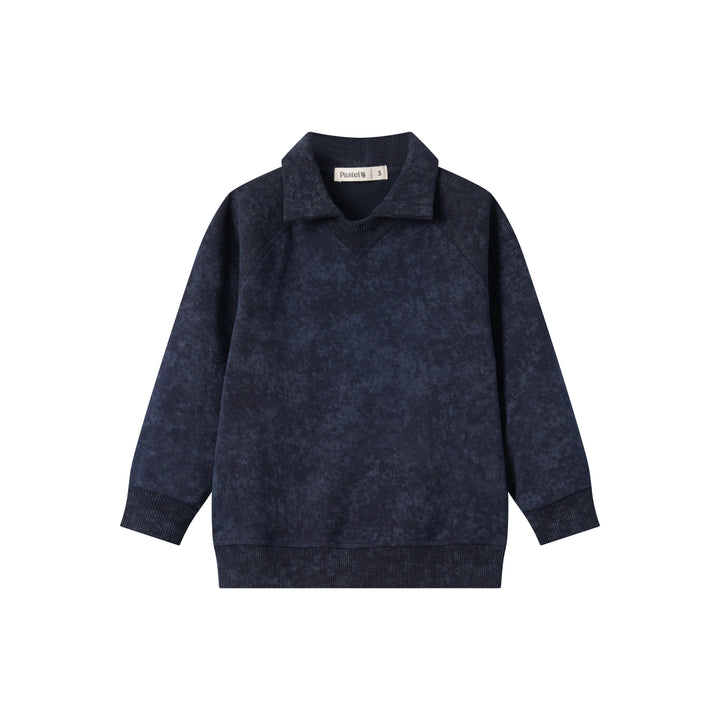 DROPSHOULDER SWEAT WITH COLLAR-NAVY