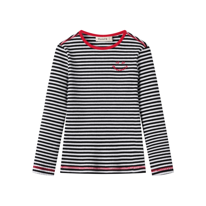 STRIPED RIBBED T-SHIRT-BLACK STRIPED