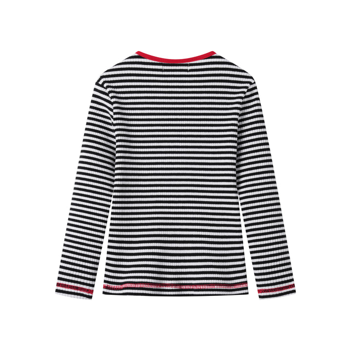 STRIPED RIBBED T-SHIRT-BLACK STRIPED