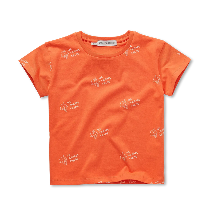 S26-2146 T-SHIRT ICE CREAM PRINT  - ORANGE SPRINT