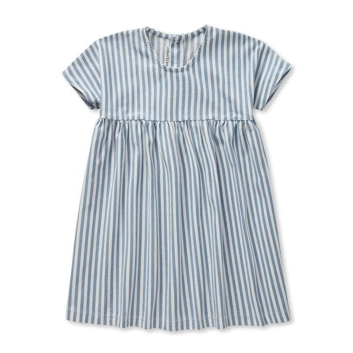 S26-2218 STRIPED A-LINE DRESS - DENIM BLUE