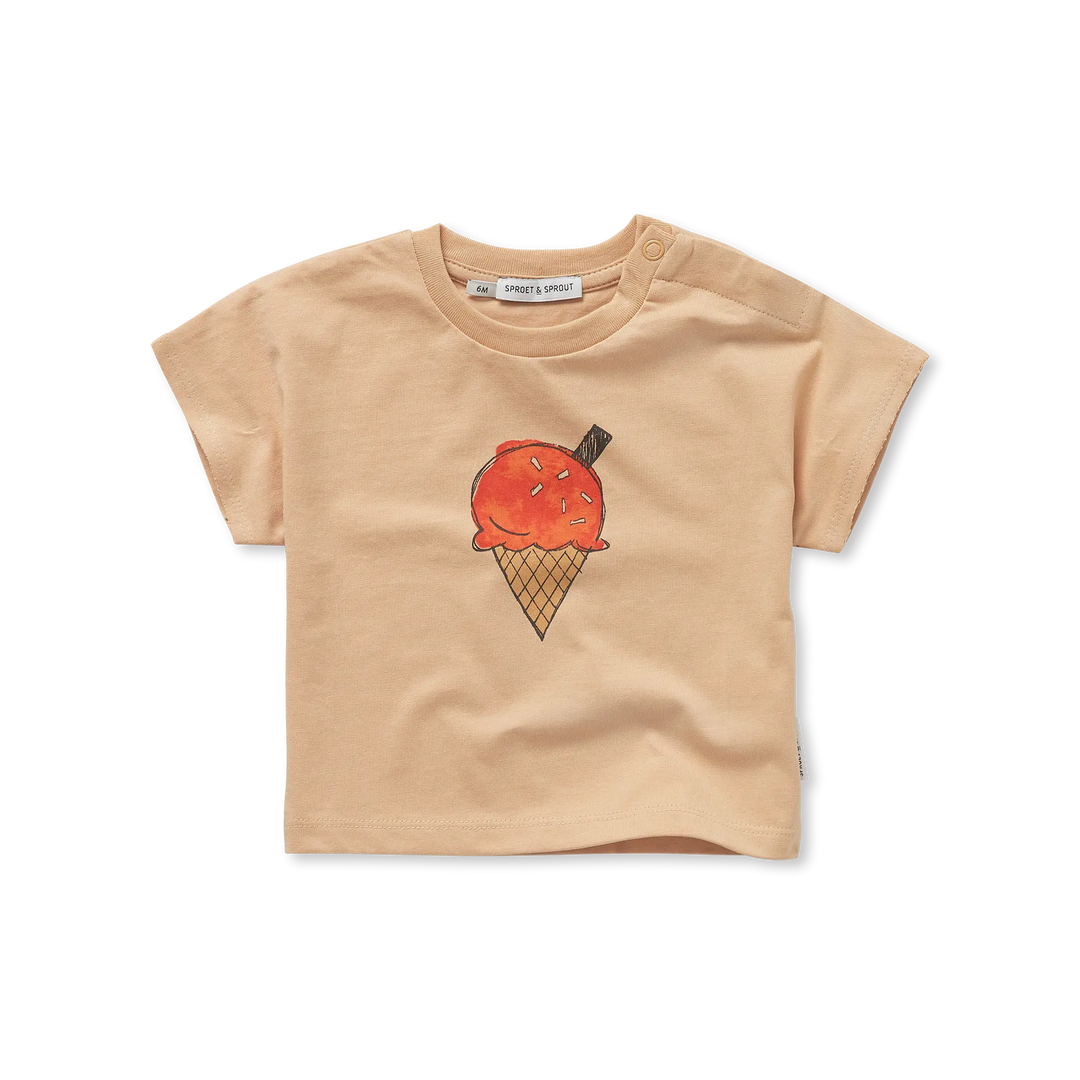 S26-2277 BABY T-SHIRT ICE CREAM  - SAND