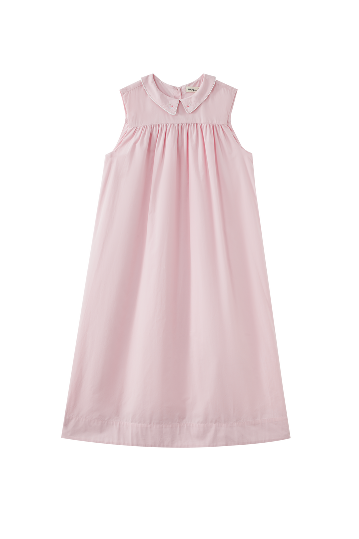 EMBROIDERED COLLAR MIDI JUMPER-LIGHT PINK