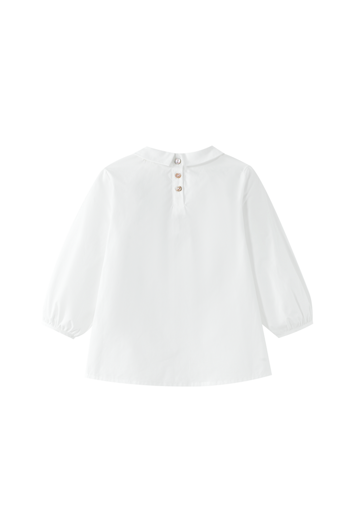 PINTUCK BLOUSE WITH COLLAR-WHITE/YELLOW