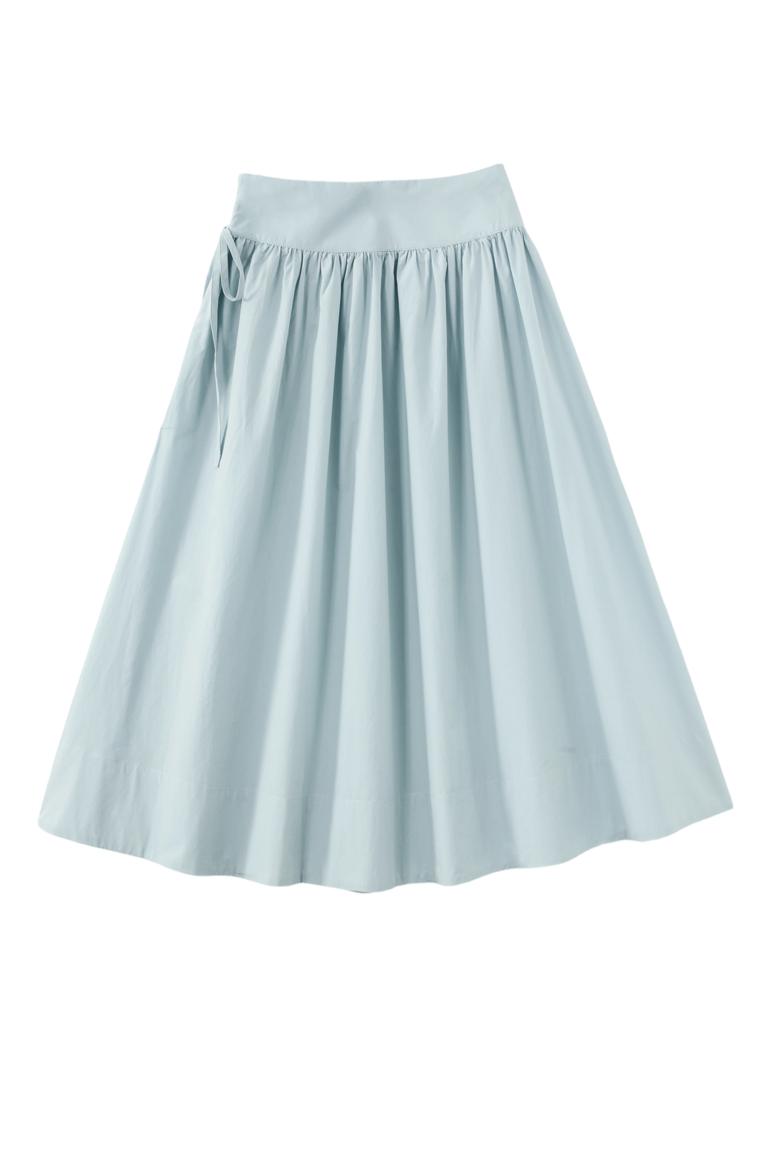 MIDI CIRCLE SKIRT WITH SIDE TIE-BLUE