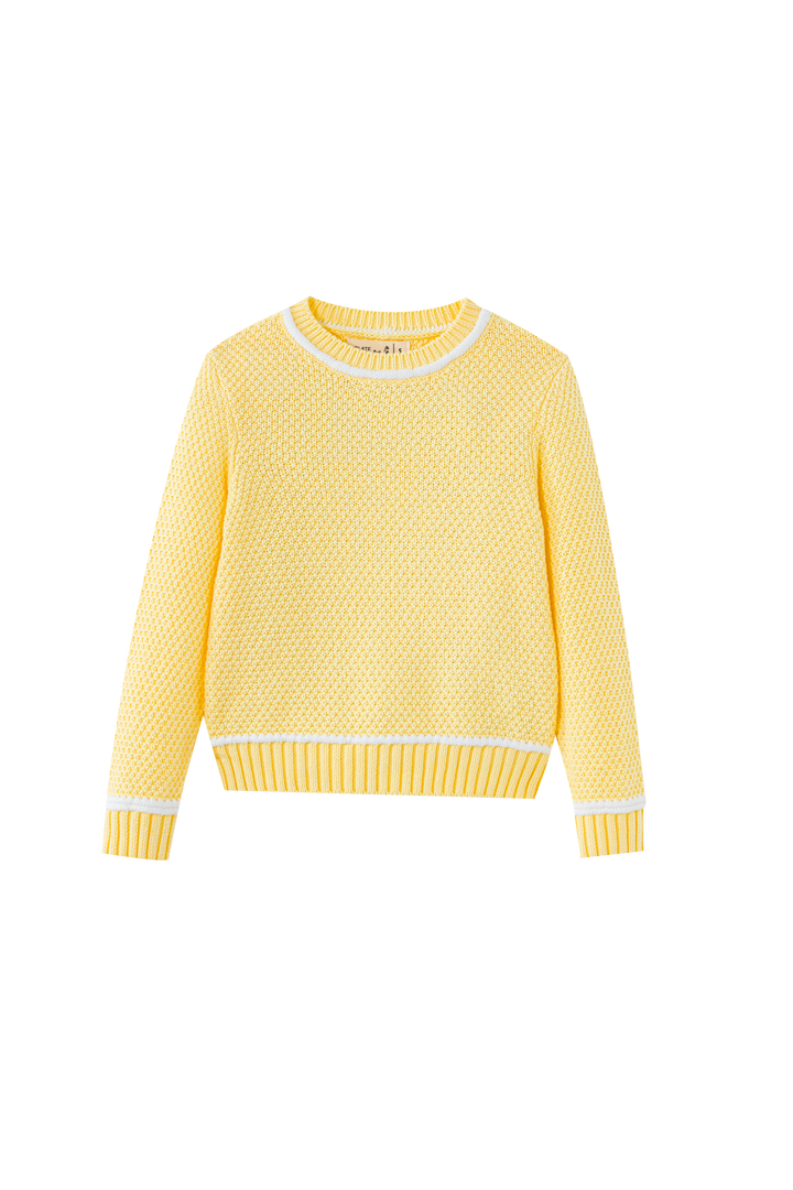 LONG SLEEVE SWEATER WITH TRIM-YELLOW