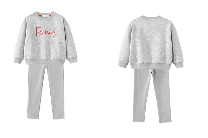 PARIS HEATHERED SWEAT SET-BLUE HEATHER