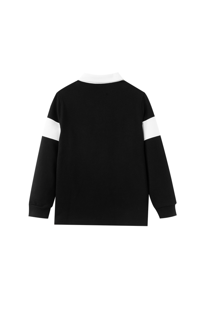 POLO WITH CENTER STRIPE-BLACK