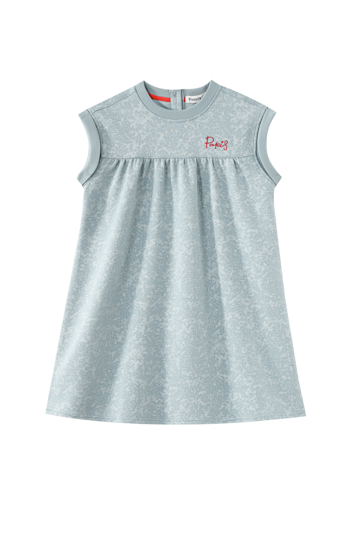 DROP SHOULDER HEATHERED DRESS-BLUE HEATHER