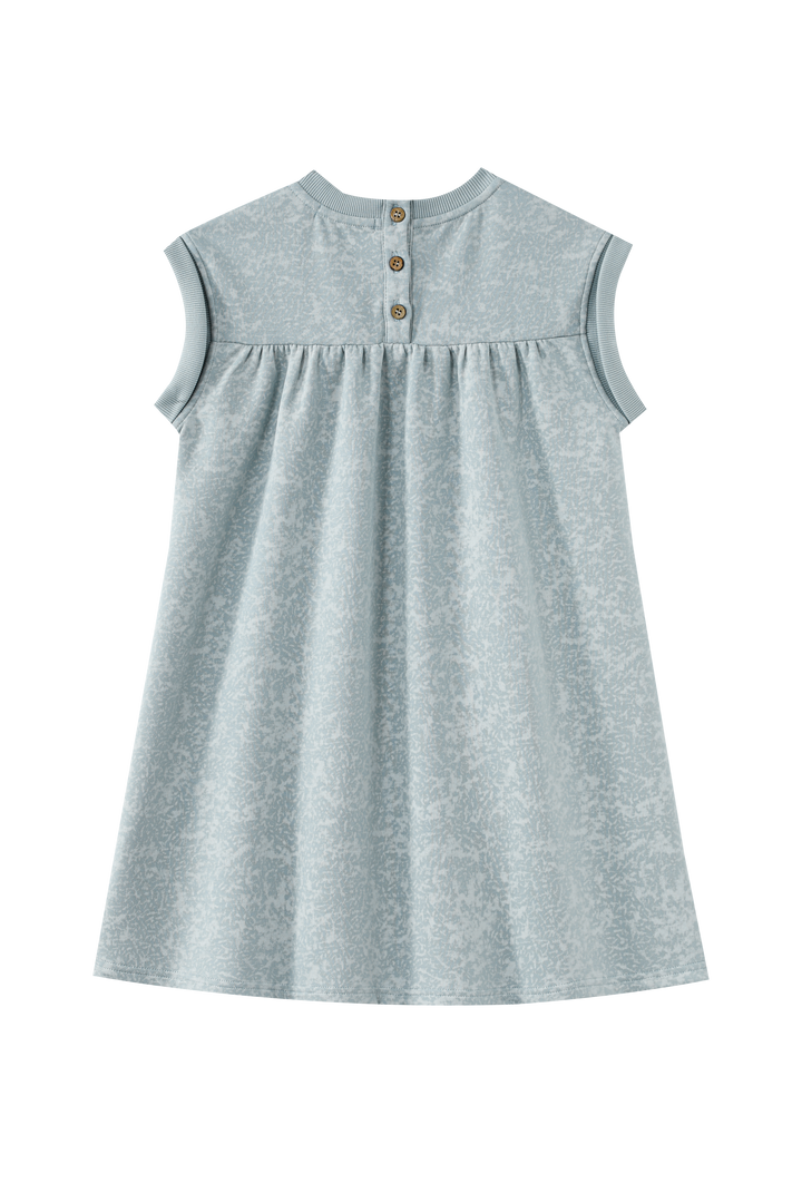 DROP SHOULDER HEATHERED DRESS-BLUE HEATHER