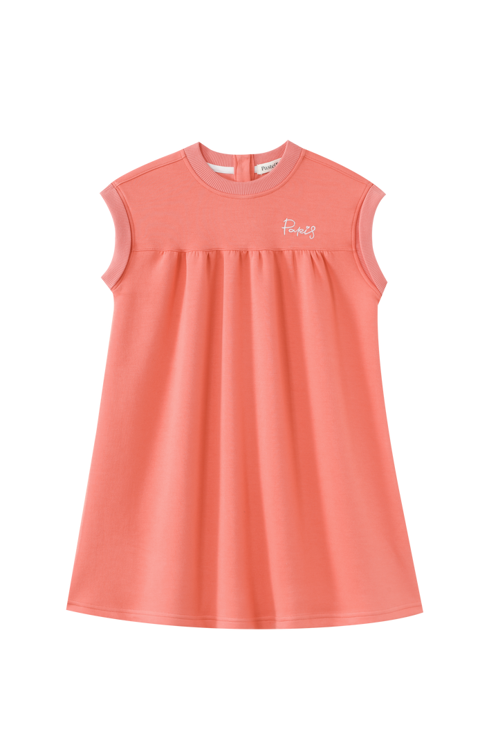 DROP SHOULDER HEATHERED DRESS-CORAL
