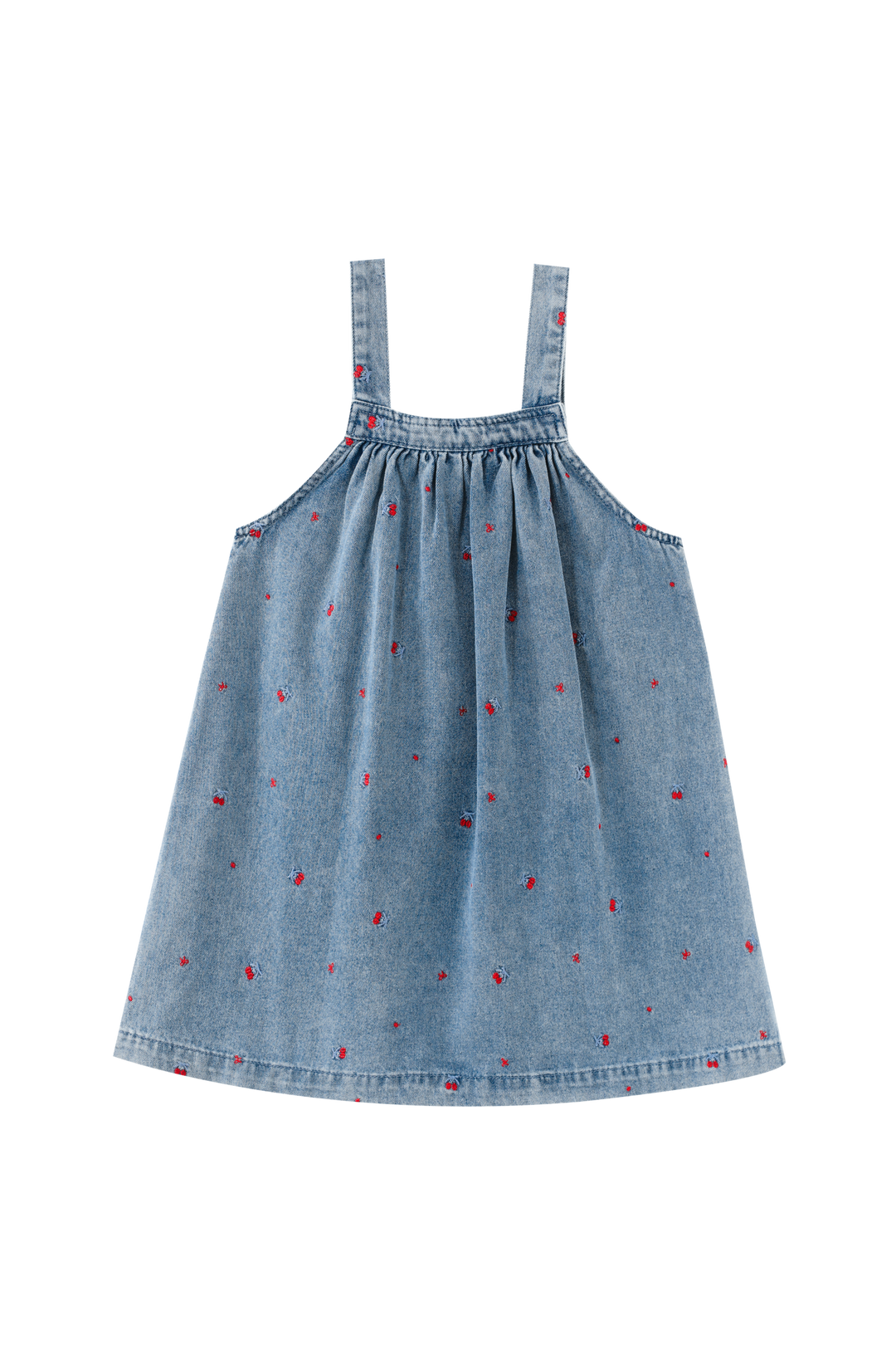 JUMPER WITH CHERRY EMBROIDERY-CHAMBRAY
