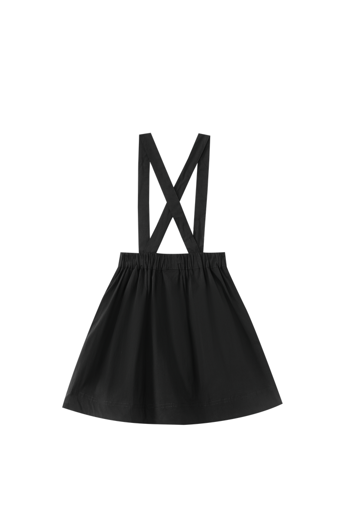SUSPENDER SKIRT WITH POCKETS-BLACK