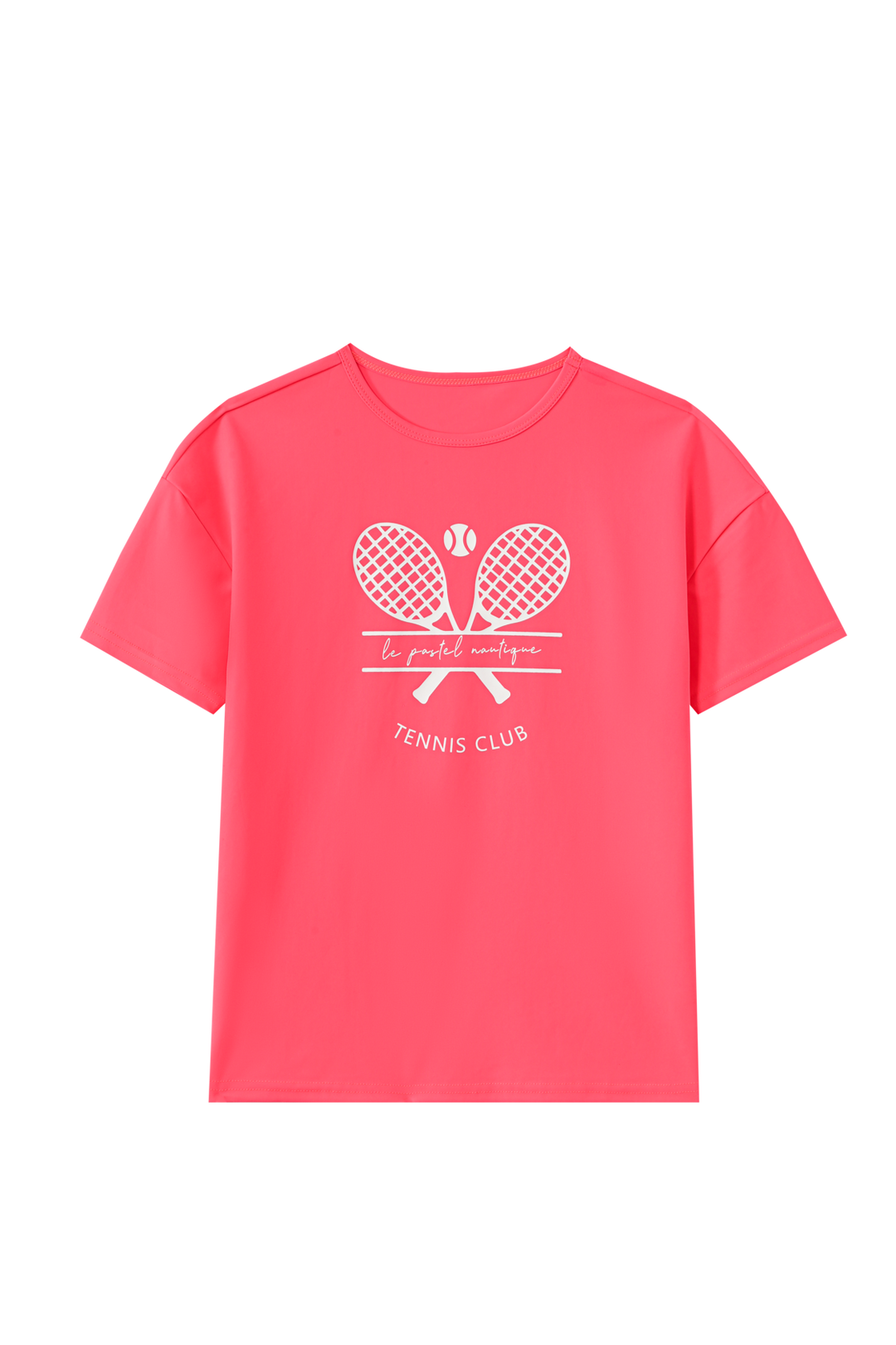 TENNIS PRINT SWIM SHIRT-CORAL