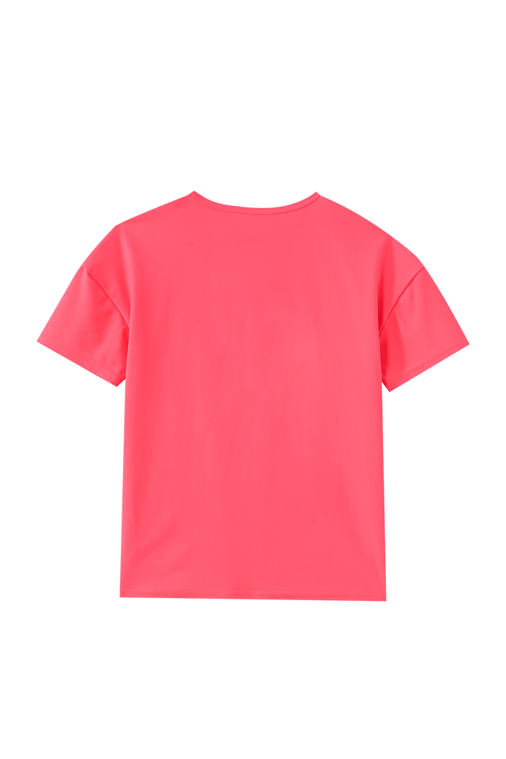 TENNIS PRINT SWIM SHIRT-CORAL