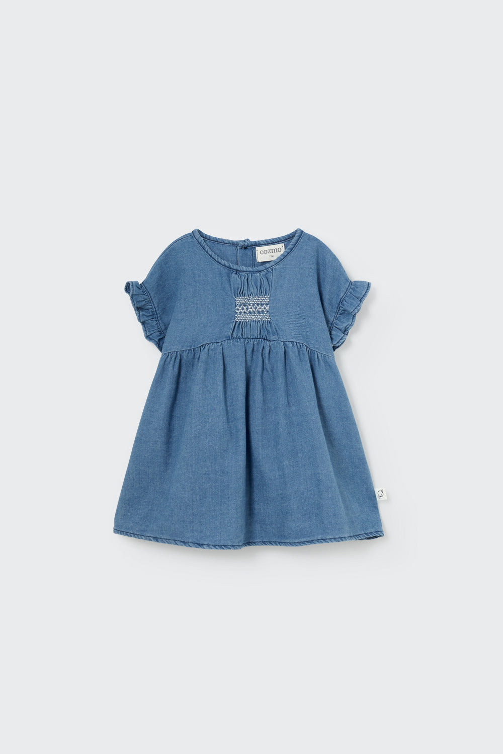 SARAH207S5-TWILL DENIM BABY DRESS-blue