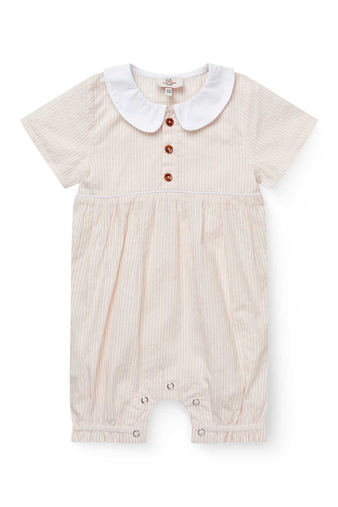 261-200-503 SEERSUCKER ROMPER W. COLLAR - DUSTY ROSE W CREAM STRIPE