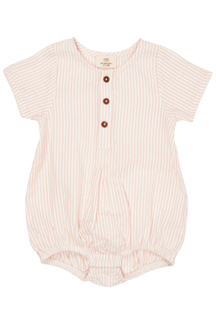 241-200-502 SEERSUCKER ROMPER W. SLEEVES - DUSTY ROSE STRIPE