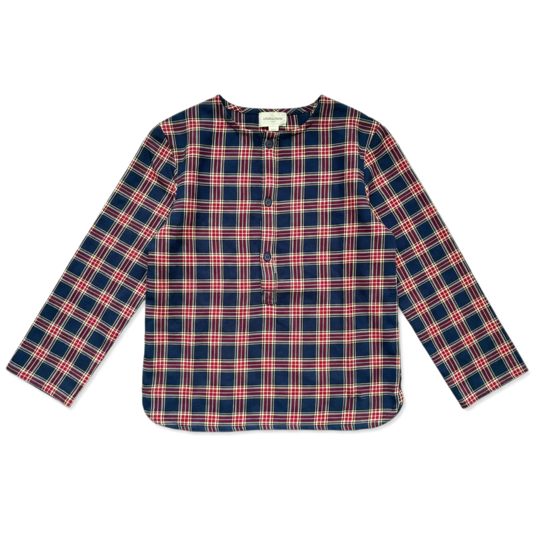 W262024 SHIRT ONCLE TWILL TARTAN - DARK NAVY