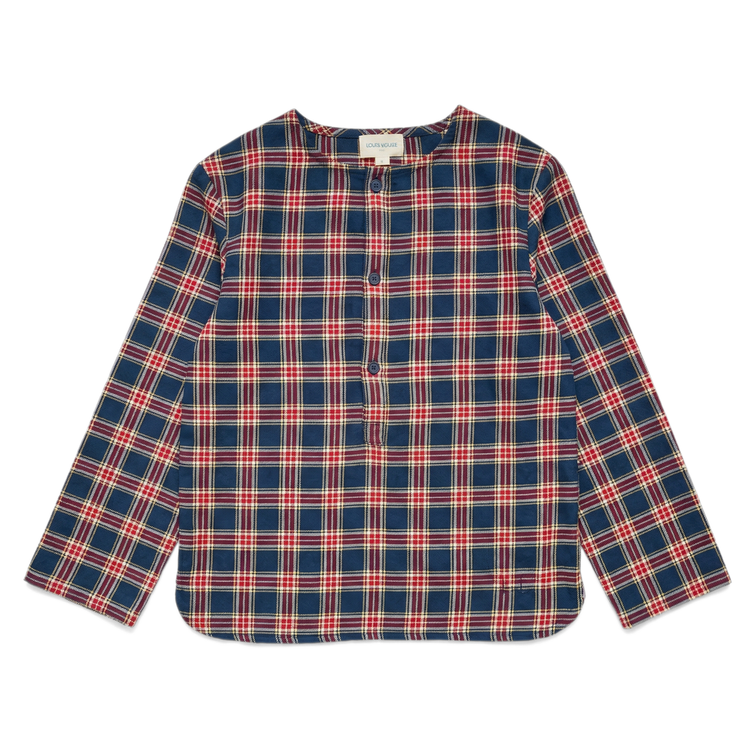 W262026 SHIRT ONCLE TWILL TARTAN - DARK NAVY