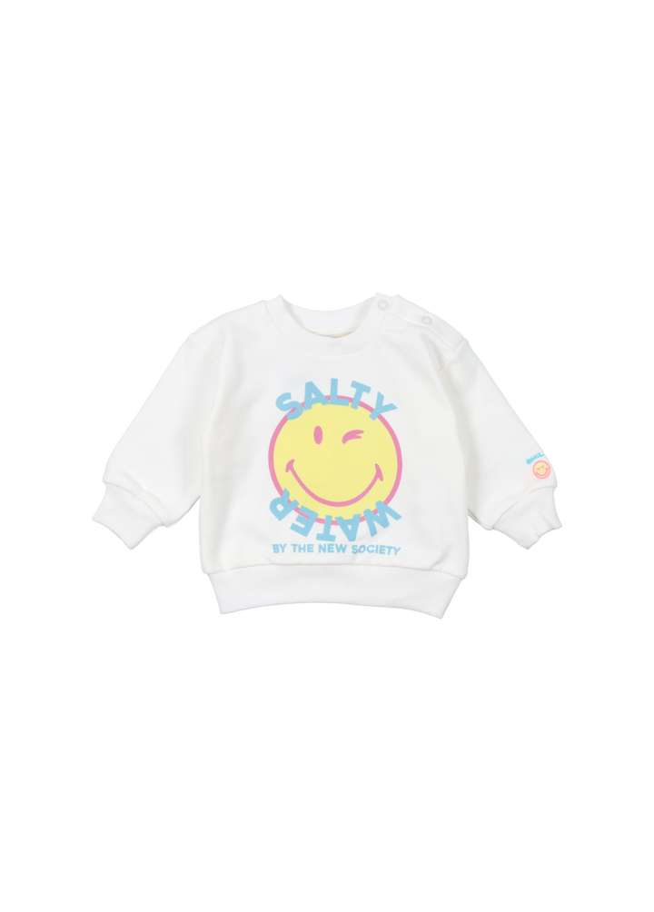 SMILEY SWEATER SALTY WATER-White