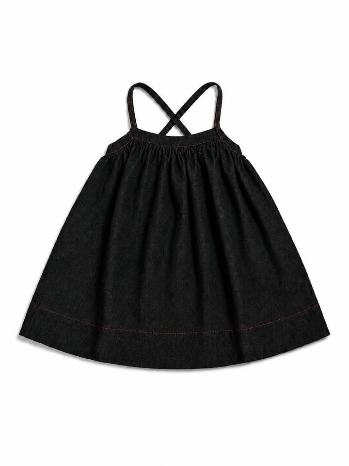 SP2601 GIRLS BLACK DENIM PINAFORE