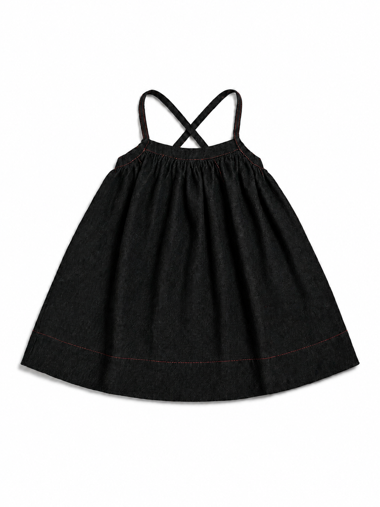 SP2601 GIRLS BLACK DENIM PINAFORE – whoopikids