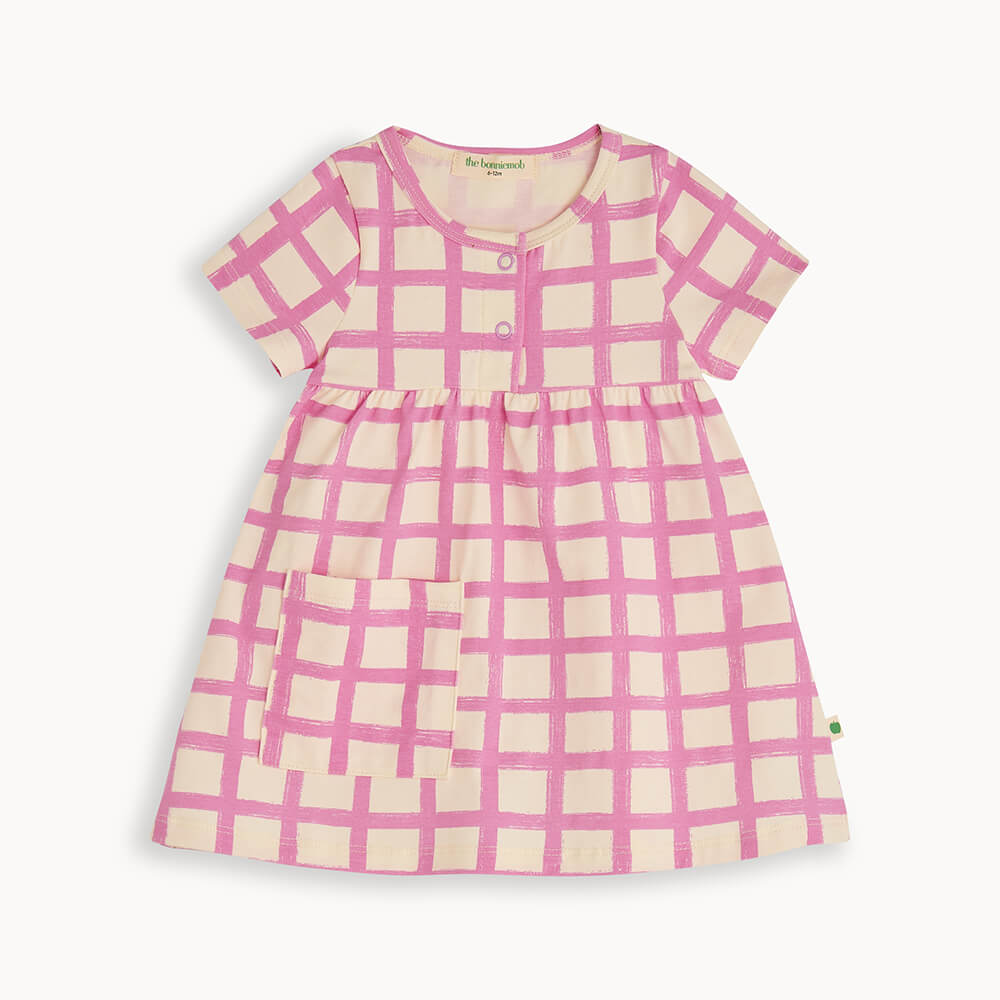 SPRINKLES 3611-SHORT SLEEVE DRESS-PINK CHECKER