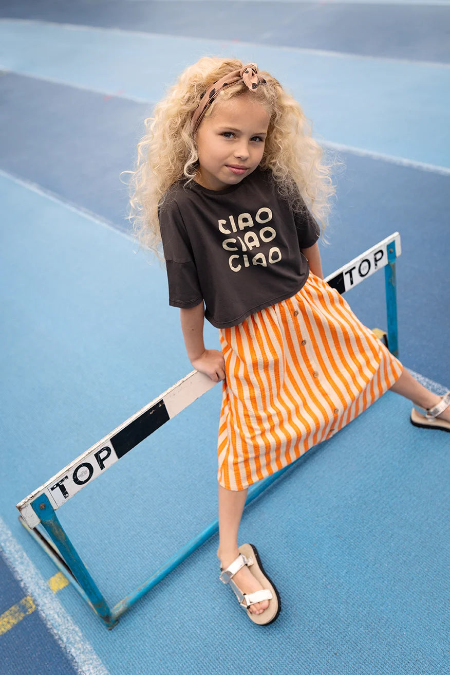 S26-2200 MIDI SKIRTS STRIPES  - SESAME