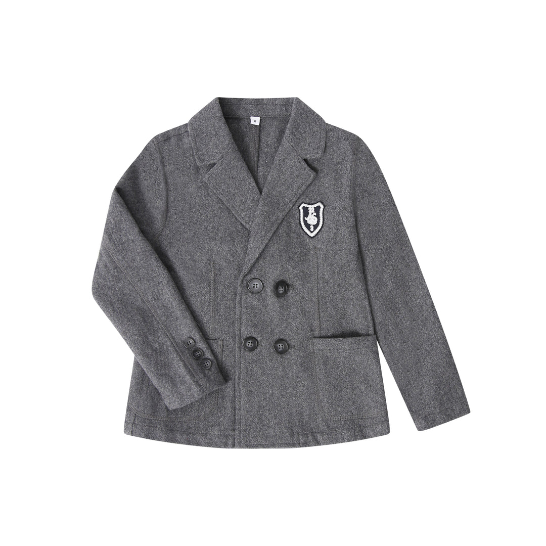 SR250923 Emblem Dresswear Grey Wool Blazer