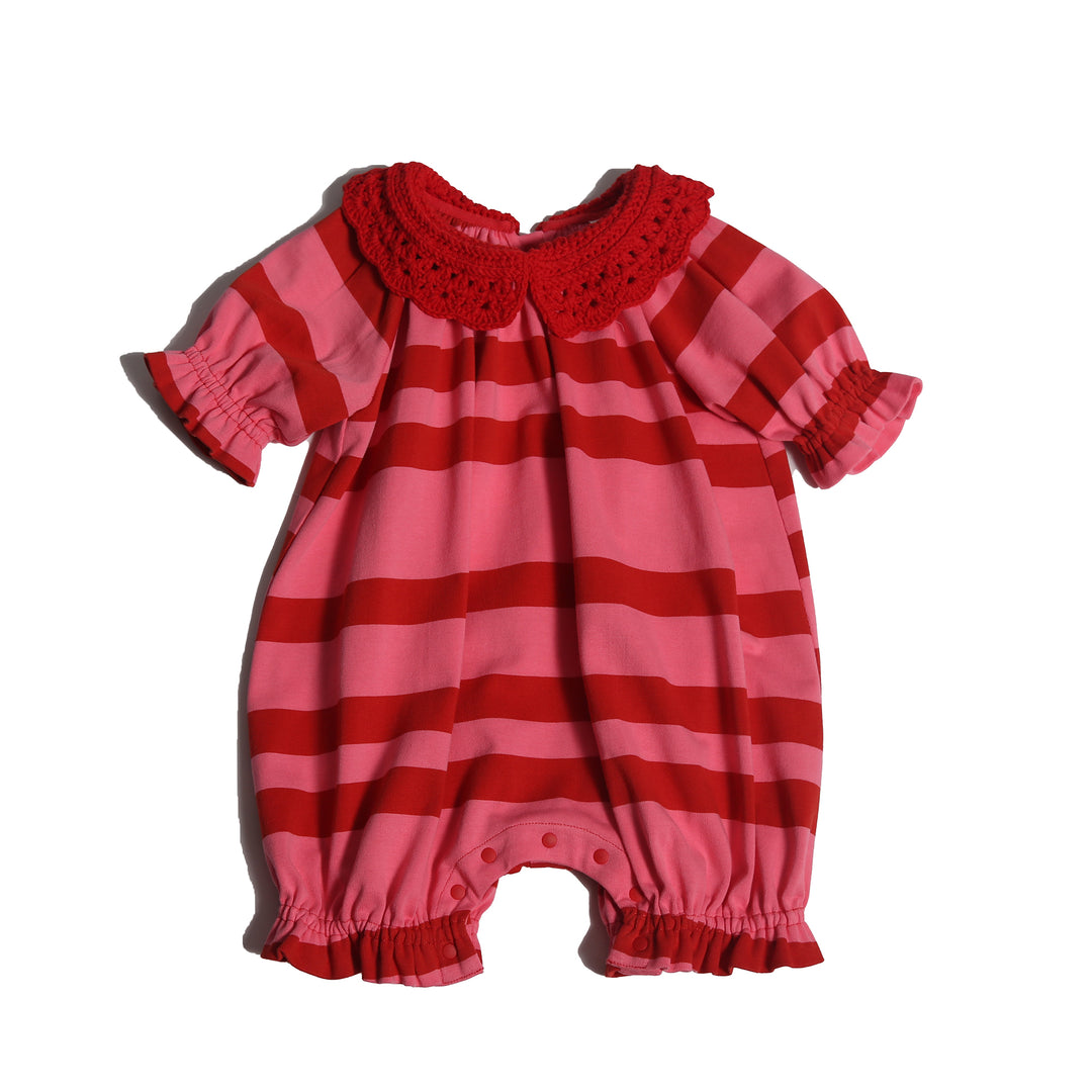 BT-JOP5S-ATHENA CROCHET COLLAR ONESIE-CINNABAR MIX