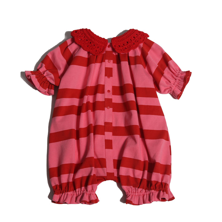 BT-JOP5S-ATHENA CROCHET COLLAR ONESIE-CINNABAR MIX