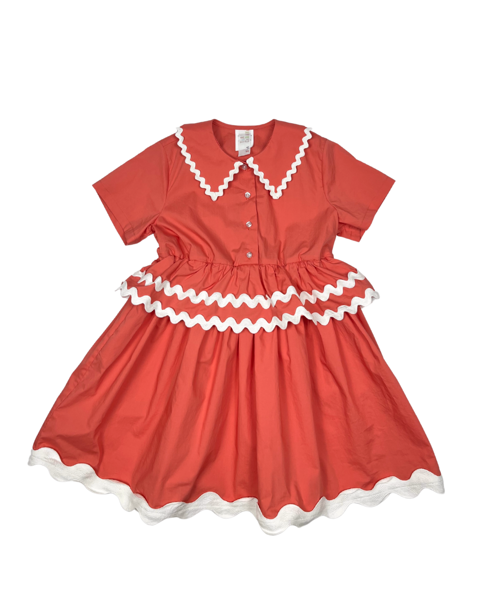 coral shirt dress Collins Pink Washed Linen 38L from shoulders to hem Spread collar Silvia Tcherassi Sakura Coral Symphony