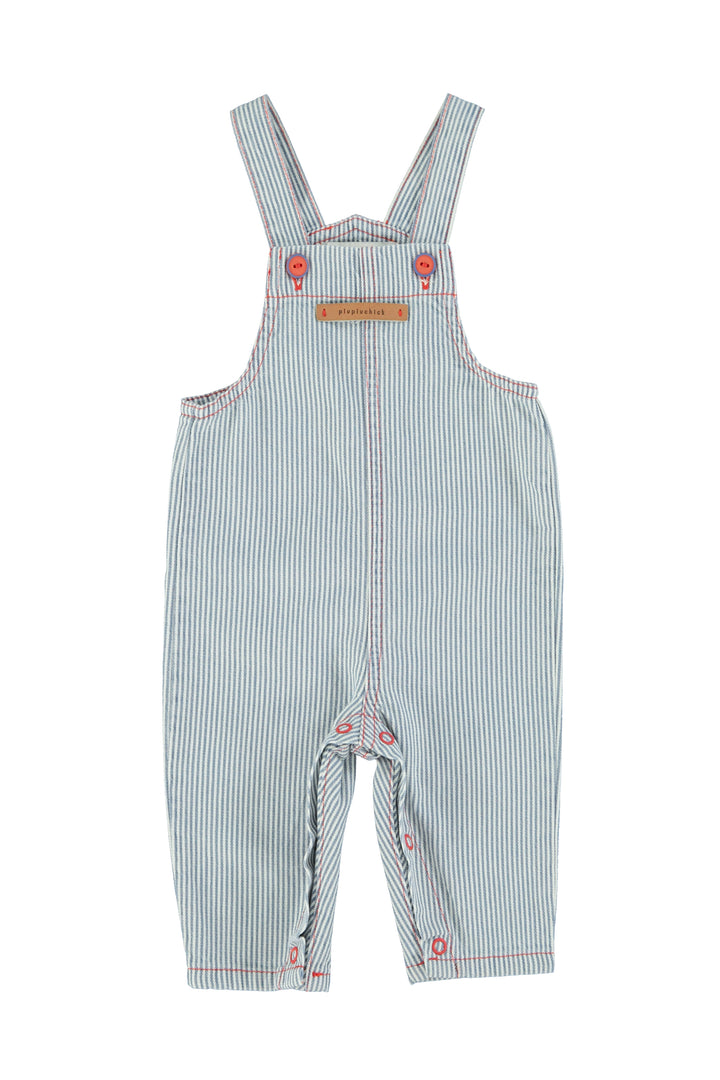 SS26.BB2611-BABY DUNGAREES - ECRU W/ INDIGO STRIPES