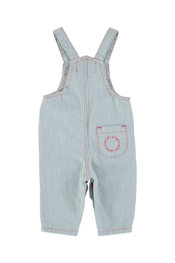 SS26.BB2611-BABY DUNGAREES - ECRU W/ INDIGO STRIPES
