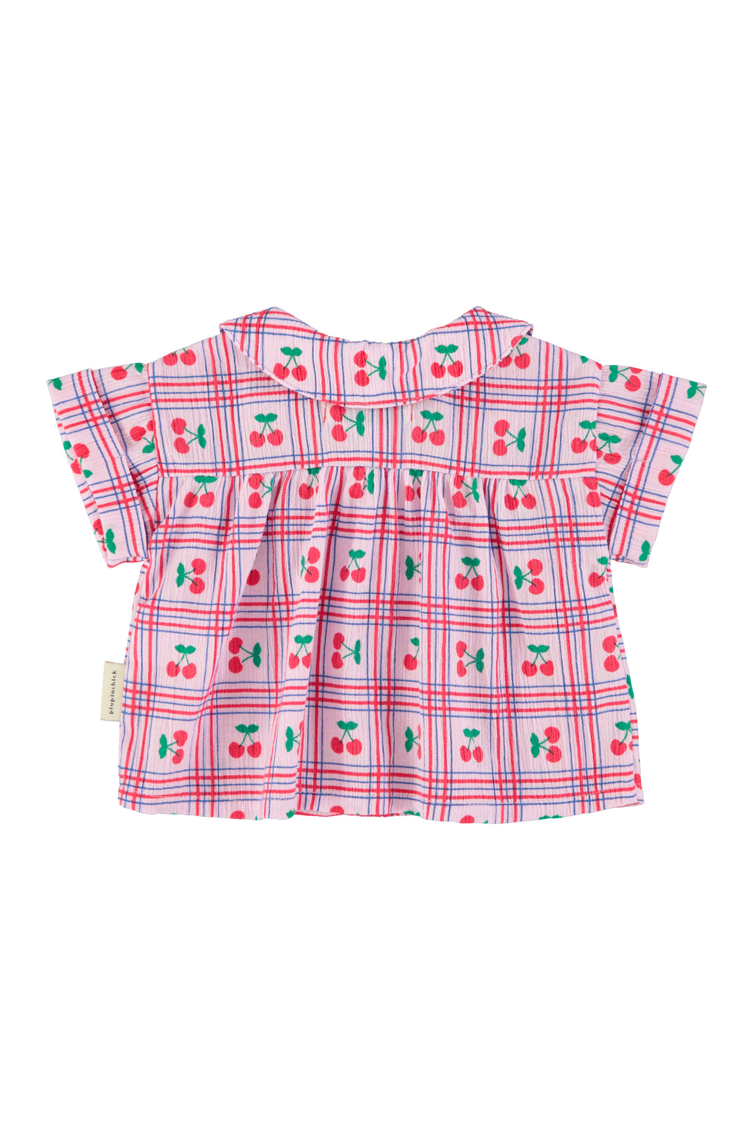 SS26.BM2602A-PETER PAN COLLAR SHIRT LILAC YELLOW W/ CHERRIES ALL OVER