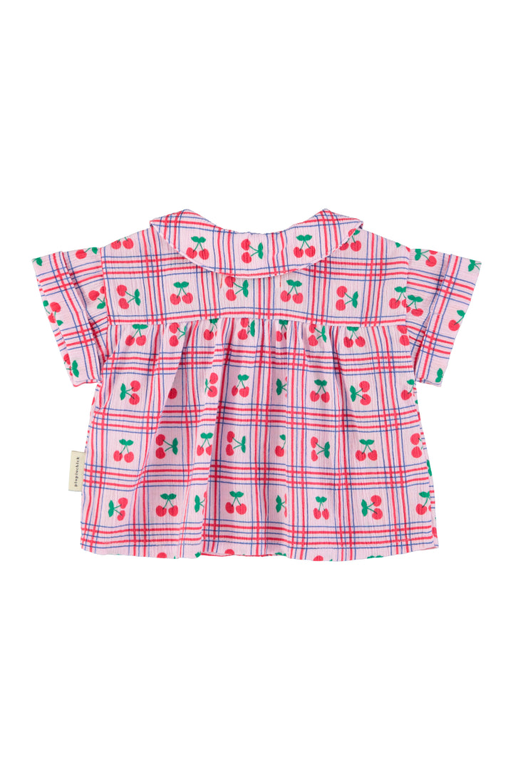 SS26.BM2602A-PETER PAN COLLAR SHIRT LILAC YELLOW W/ CHERRIES ALL OVER