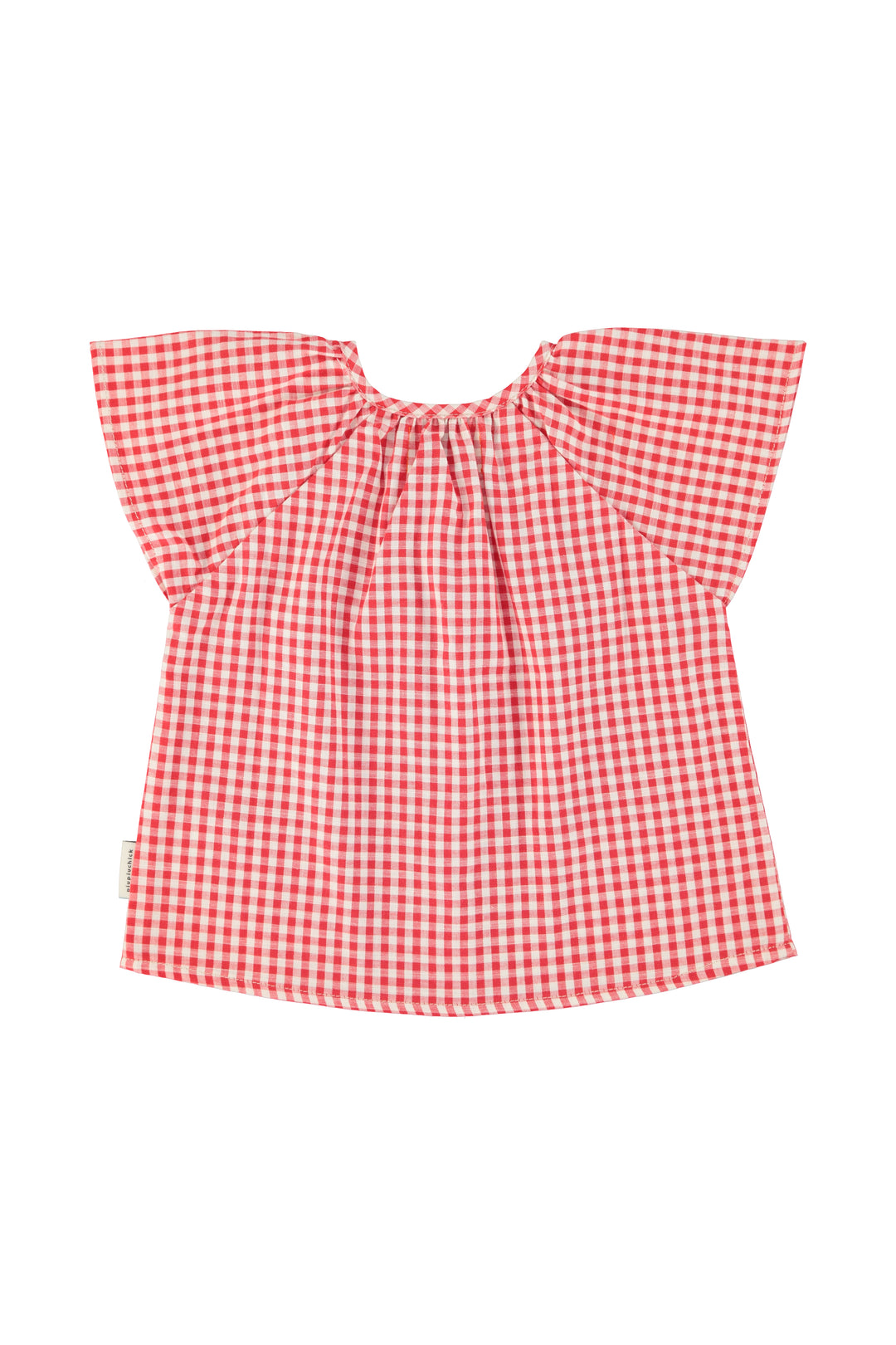 SS26.BM2605-BLOUSE W/ BUTTERFLY SLEEVES RED ECRU CHECKERED