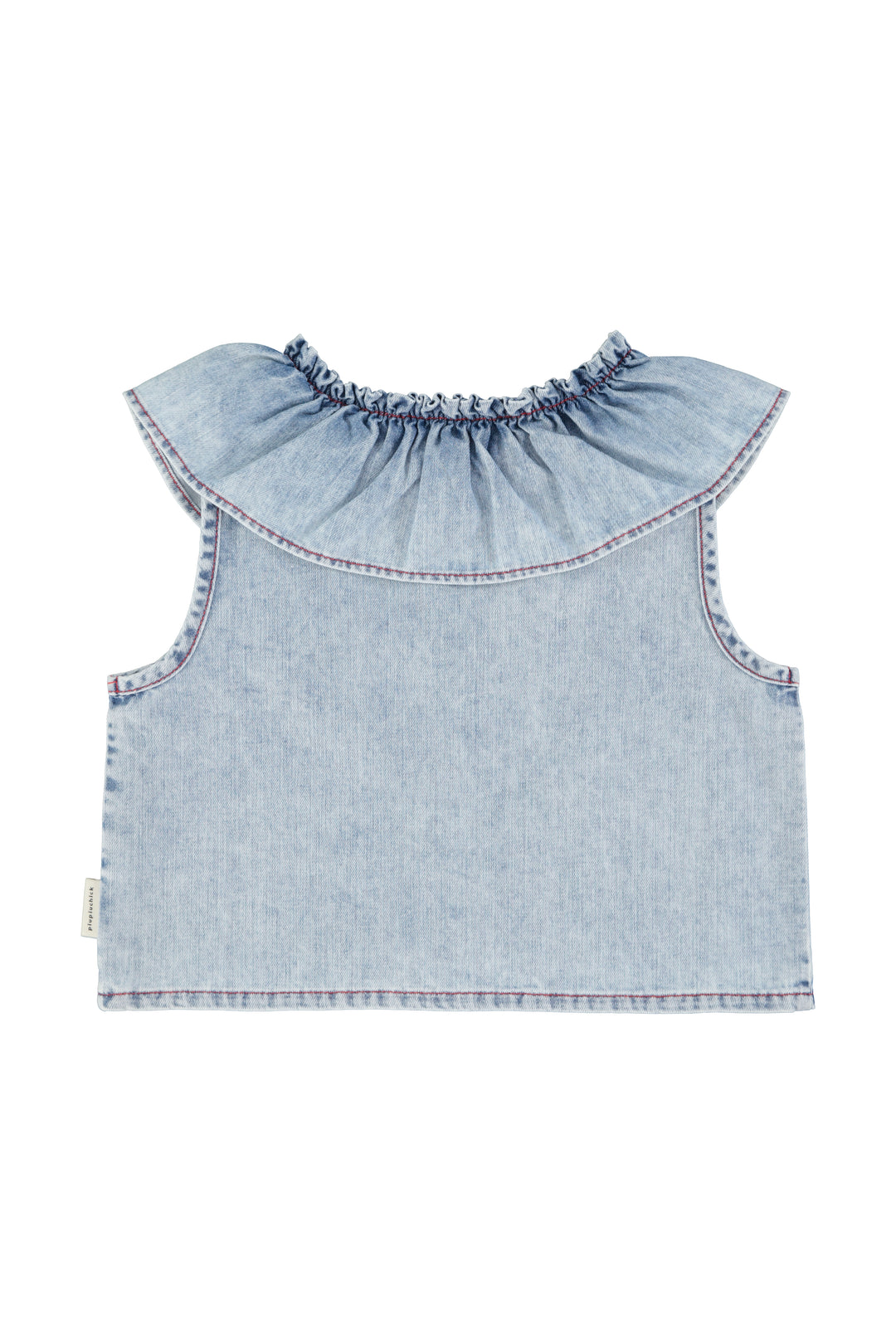 SS26.BM2606A-SLEEVELESS BLOUSE W/ COLLAR - BLUE LIGHT DENIM