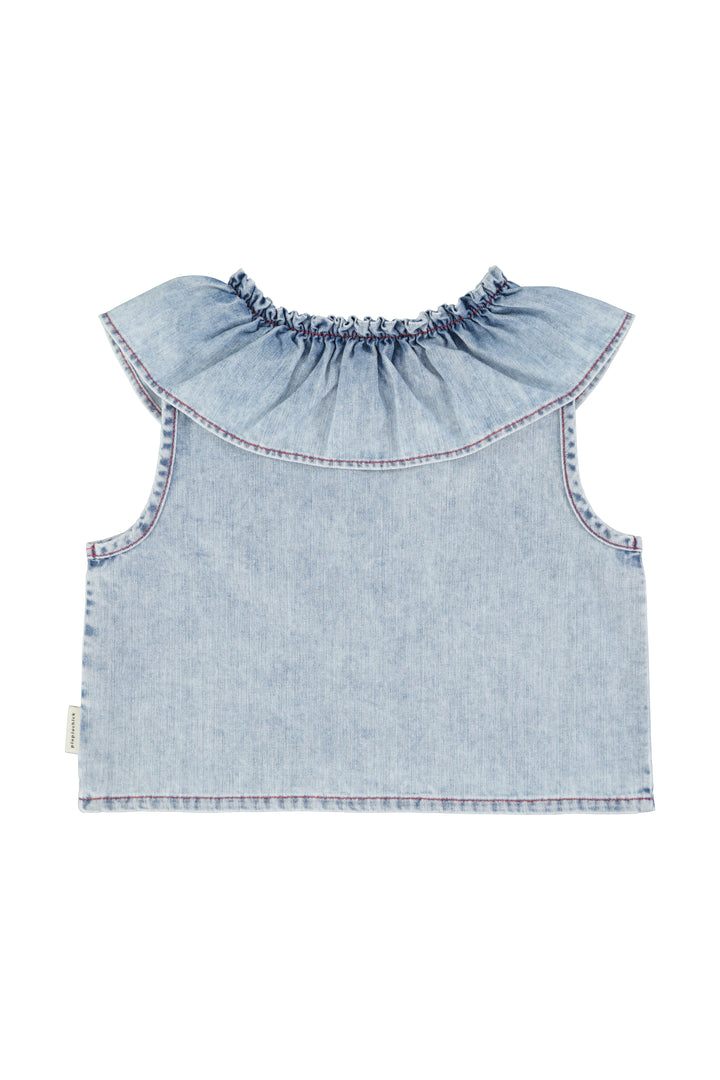 SS26.BM2606A-SLEEVELESS BLOUSE W/ COLLAR - BLUE LIGHT DENIM