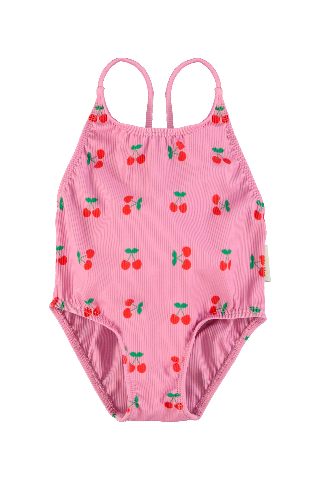 SS26.BNH2601-SWIMSUIT W/ CROSSED STRAPS - PINK W/ CHERRIES ALLOVER