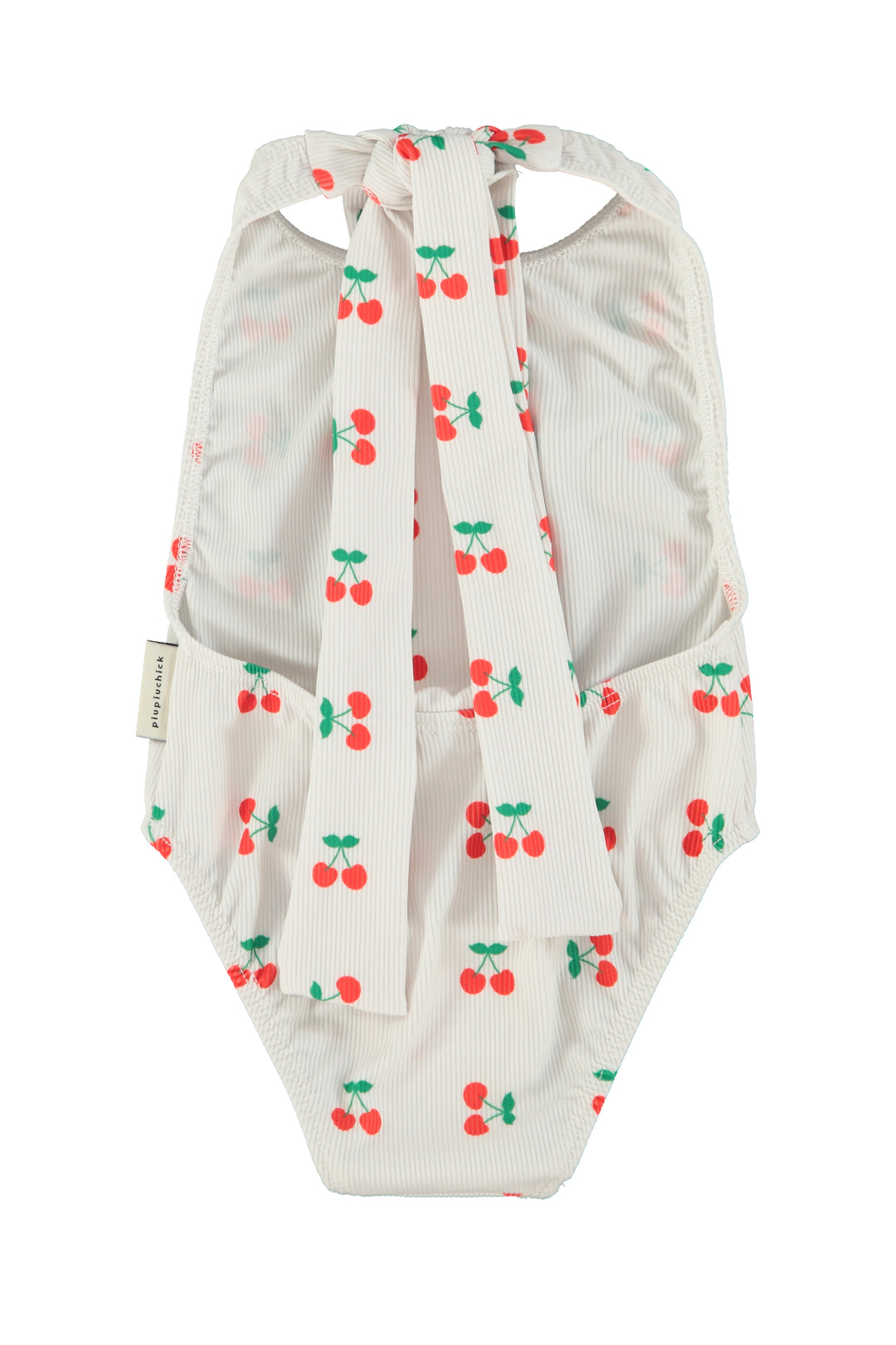 SS26.BNH2604A-SWIMSUIT W/ BACK BOW - ECRU W/ CHERRIES
