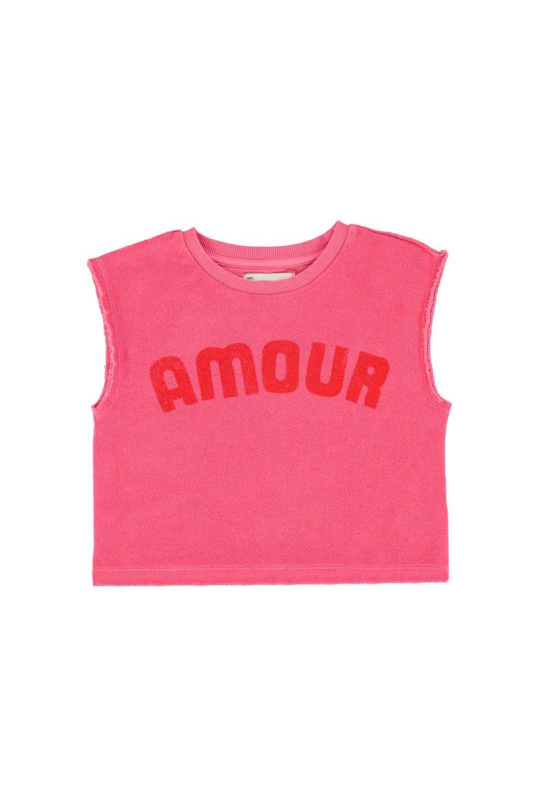 SS26.JRS2608-SLEEVELESS TOP - PINK W/ "AMOUR" PRINT