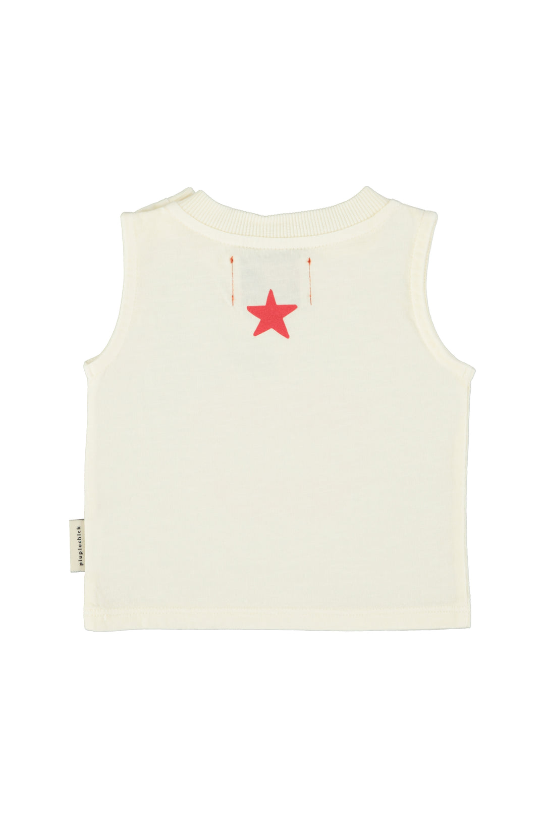 SS26.JRS2610-SLEEVELESS T´SHIRT - ECRU W/ APPLE PRINT
