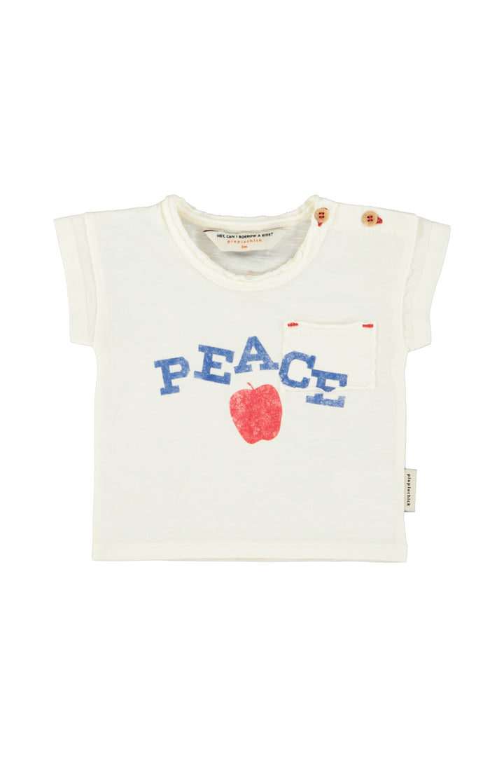 SS26.JRS2615B-T'SHIRT - ECRU W/ "PEACE" PRINT