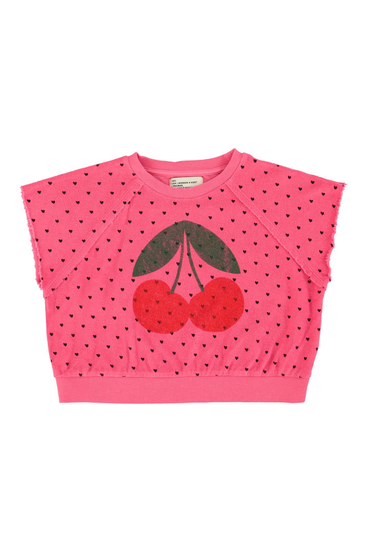 SS26.JRS2617-SLEEVELESS SWEATSHIRT - PINK W/ CHERRY PRINT